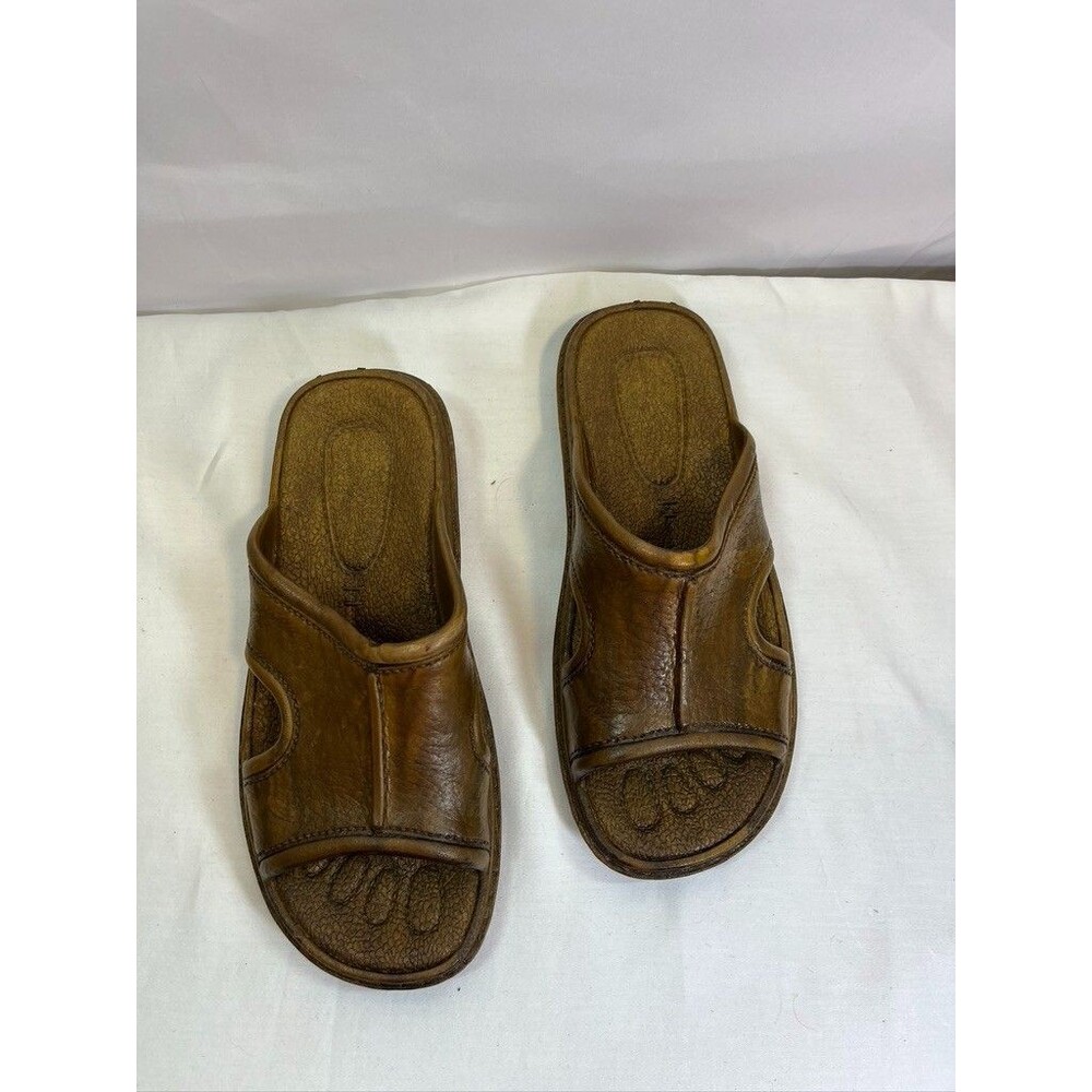 PAli HAWAII WOMENS RUBBER SLIP ON BROWN SANDALS SZ 8 39